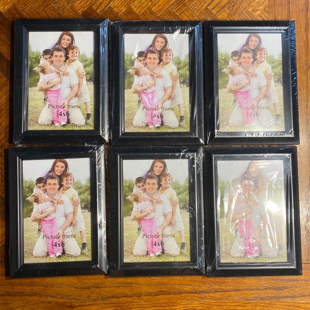 (6) 4x6 Picture Frames Black